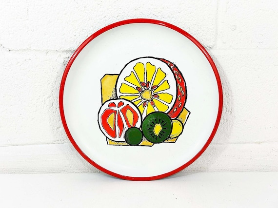 Vintage Plastic Fruit Plate Tray 13" Lacquer Mid-Century Made in Japan 1960s