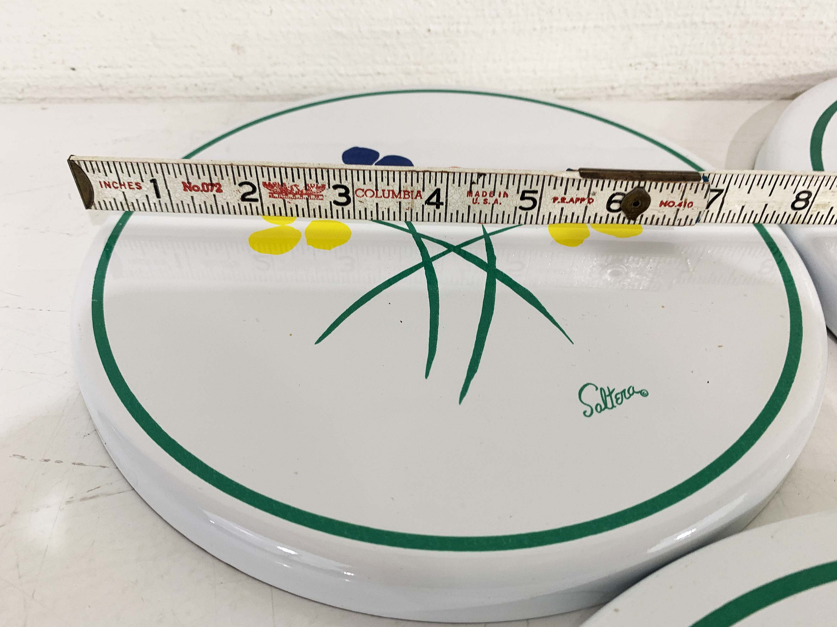 Vintage Red Green Enamel Burner Covers Set of 4 Saltera White Electric