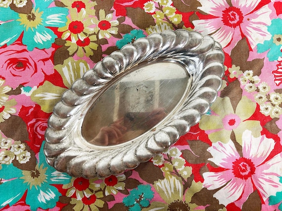 Vintage Heirloom Shallow Silverplate Bowl  Dish Silver Plate Wm Rogers Waverly Oval Bread Serving Dish Baroque Revival 1970s