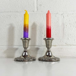 Vintage Silver Candle Holders Pair of 2 Candlesticks Candleholder Wedding