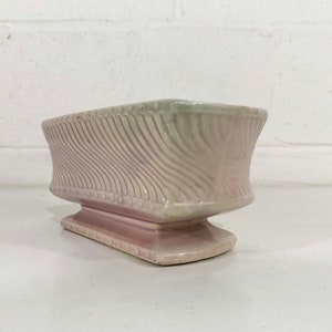 Vintage Pink McCoy Planter Art Deco Powder White Pedestal Ceramic Pottery Bowl Pot Mid-Century Pot MCM USA 1950s image 3