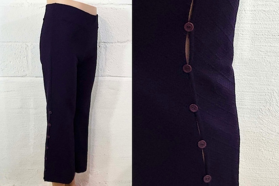 Vintage Mod Peekaboo Pants Bell Bottom Purple Flares Peek-A-Boo TV Movie Costume 1970s 1960s Twiggy Hip Hugger Side Cut Out Medium Small