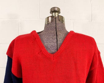 Vintage 80s Geometric Sweater: Striped Ramie Cotton Jumper