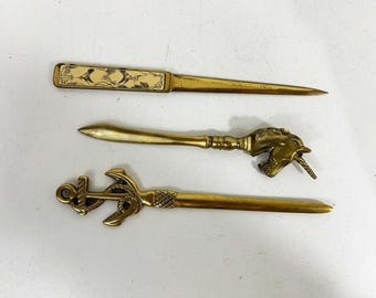 Vintage Brass Letter Openers Office Desk - Sold Individually - Anchor, Unicorn, Hummingbirds