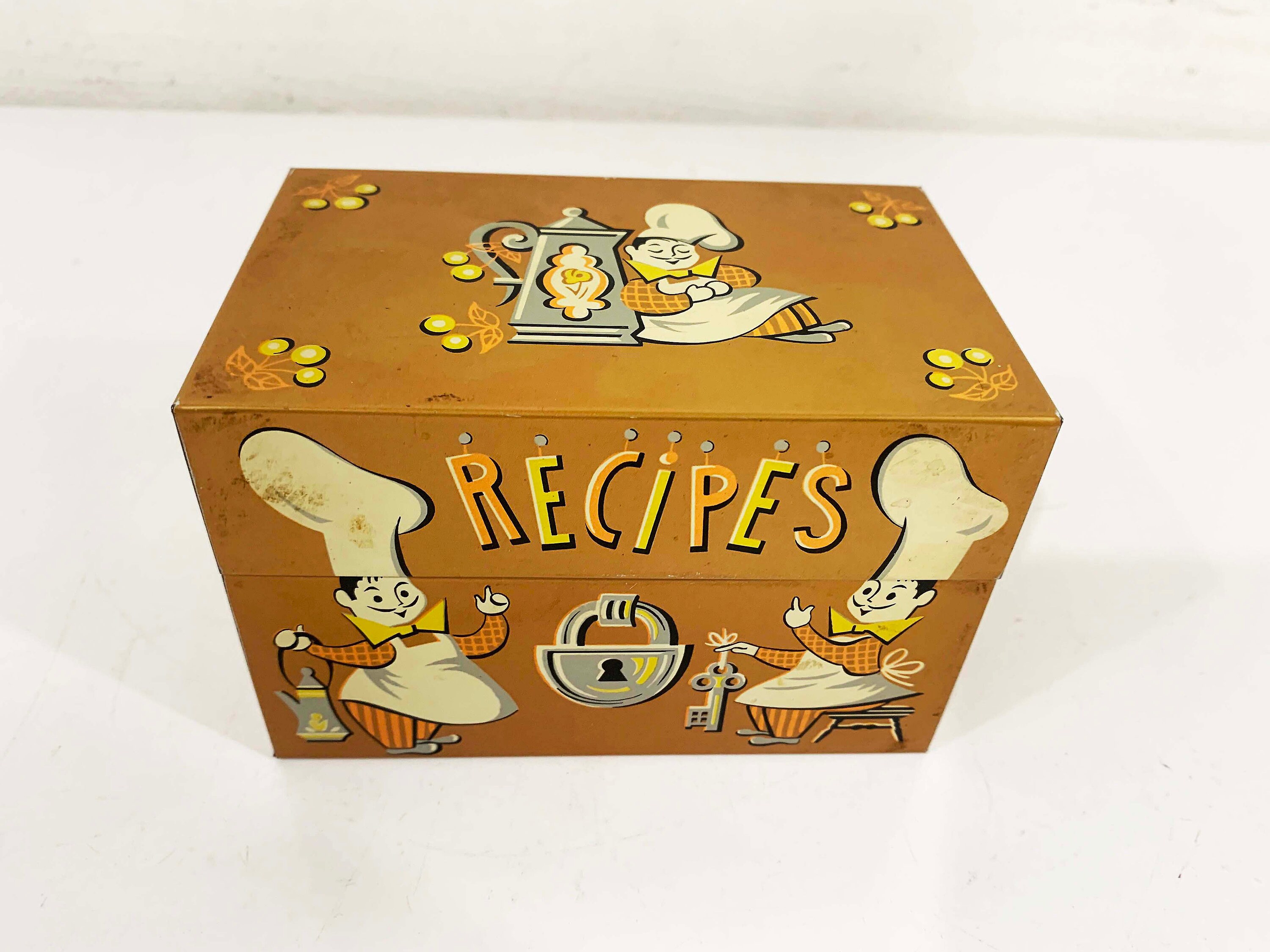 Vintage Metal Recipe Box Silver Chefs 1950s Stylecraft Baltimore