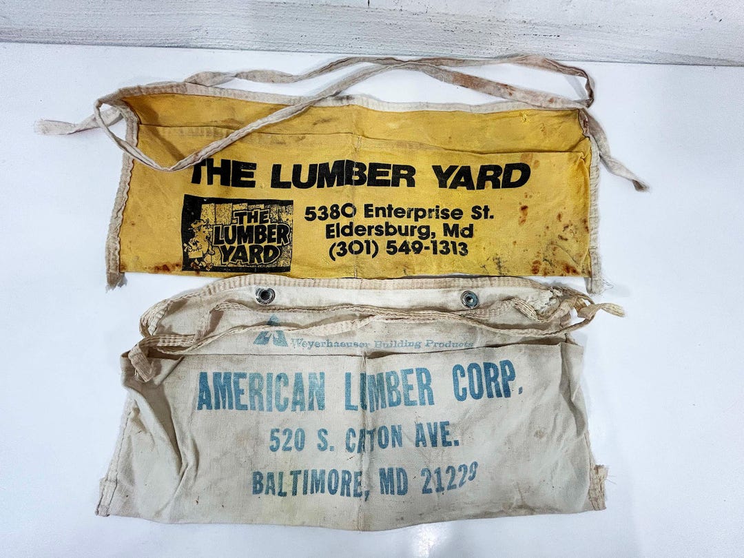 Vintage Cotton Apron Lumber Yard - Choose One - Baltimore Maryland