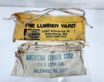 Vintage Cotton Apron Lumber Yard - Choose One - Baltimore Maryland Industrial Rustic Americana 1970s