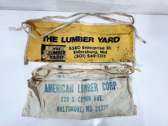 Vintage Cotton Apron Lumber Yard Baltimore Maryland Industrial Rustic Americana 1970s