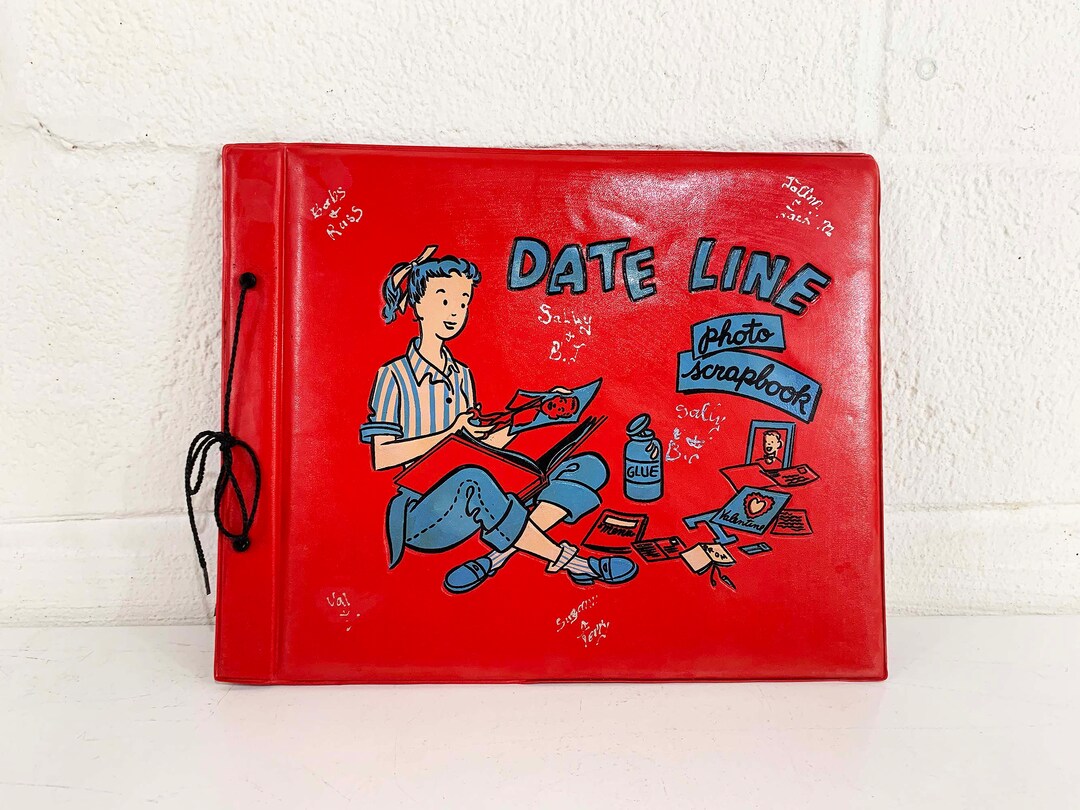 Vintage Red Vinyl Cover Date Line Photo Album Scrapbook Etsy