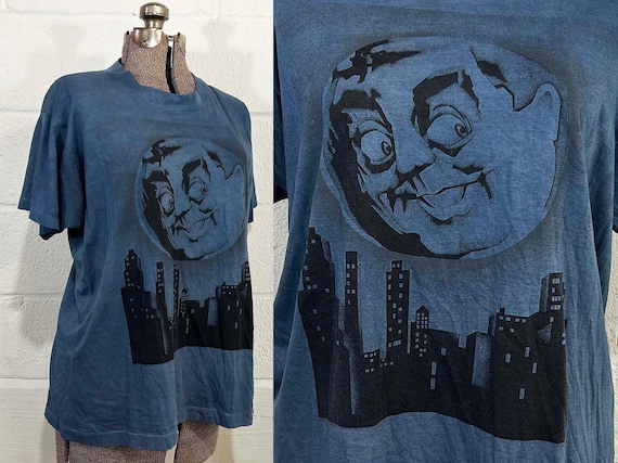 Vintage Honeymooners T Shirt Blue Screen Stars Best Tee Shirt Short Sleeve Single Stitch Moonface Jackie Gleason Brooklyn 1980s Large XL