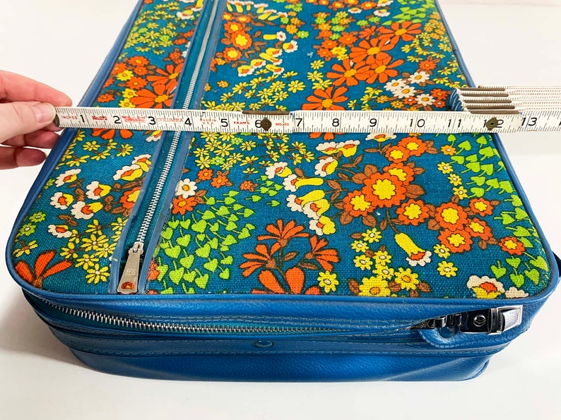 Vintage Small Flower Power Suitcase Rainbow Floral Case Make Up Bag Makeup Overnight Bag Luggage Travel 1970s 1960s Mod Kitsch Kawaii image 9