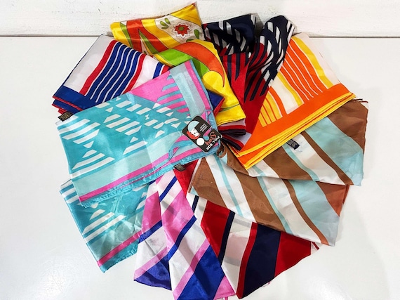 Vintage Mod Scarf Headwrap Colorful Rainbow Headband New Old Stock   Sold Individually 1960s 1970s