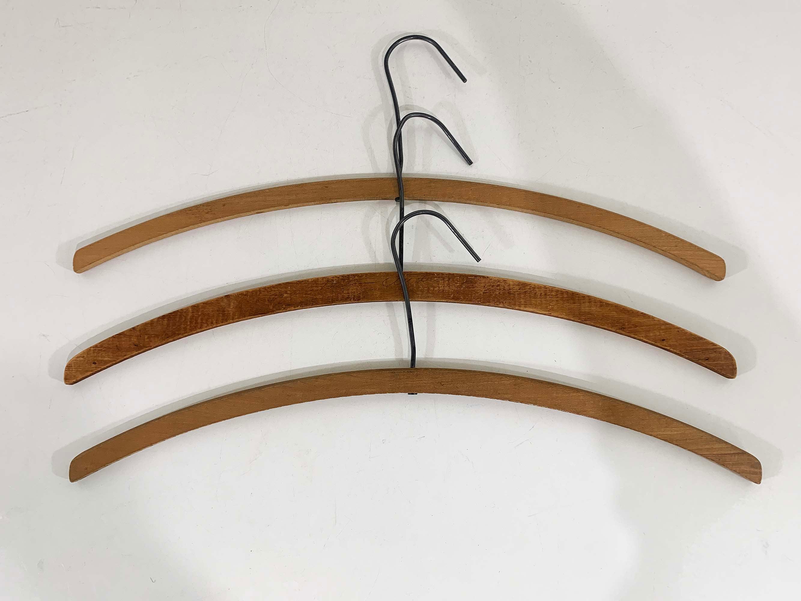 Vintage Wooden Hangers Set of 3 Advertising Rustic Industrial Decor