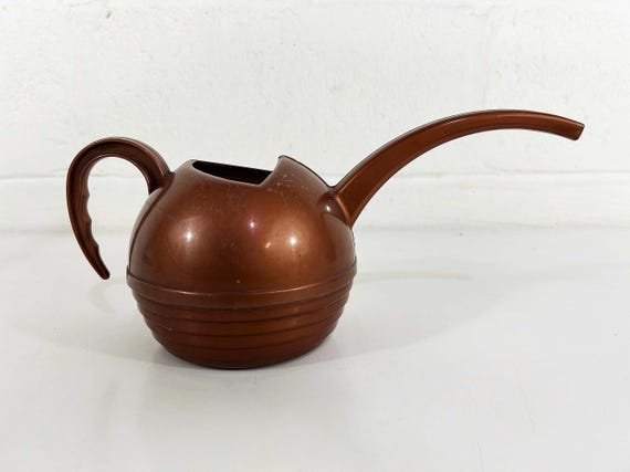 Vintage Copper Plastic Watering Can Brown Mid-Century Colorful Home Decor Garden Plants Lustro Ware Atomic Art Deco Lustro-Ware 60s 1960s