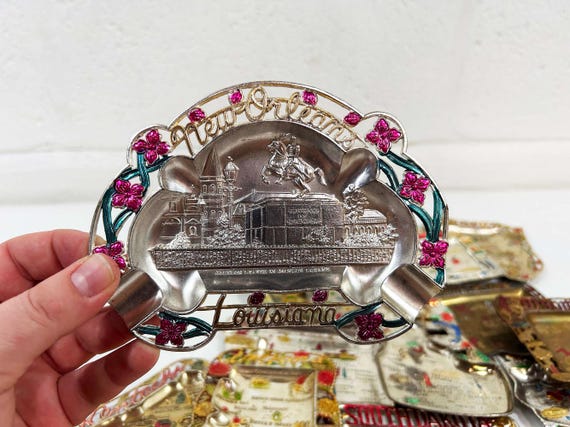 Vintage US State Souvenir Ashtray Dish Made in Japan Mid Century Travel Tchotchke 1970s