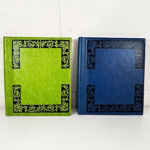 Vintage Photo Albums Pair Set of 2 Lime Green Navy Blue Scrapbook 1970s Photographer Gift Polaroid