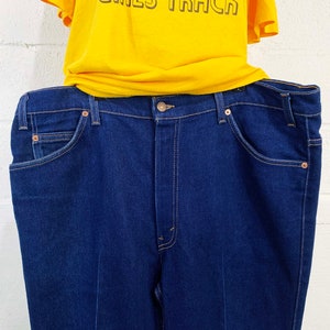 Vintage Levi's 517 Dark Wash Blue Jeans 42 Waist 30 Inseam High Waisted Rise Jean Denim Made in USA 1980s 1970s image 2