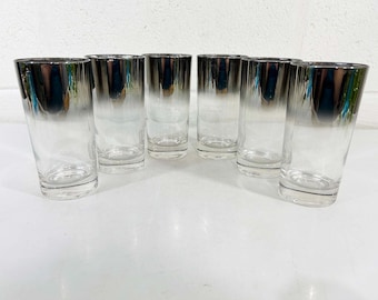 Vintage Silver Ombre Glasses Set of 6 Dorothy Thorpe Fade Highball Rocks 1950s Mad Men Retro Barware Cocktail Mid-Century Modern