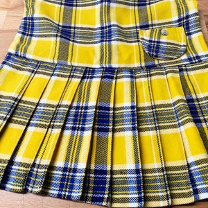 Vintage Children's Yellow Dress Plaid Pleated Skirt Kid's Sleeveless Girl's Dress Children Blue Navy 1960s 60s image 4