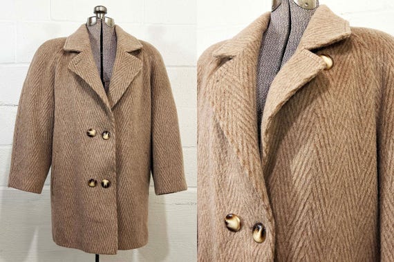 Vintage Italian Wool Peacoat Jacket, 1980s Boxy Fit Large XL