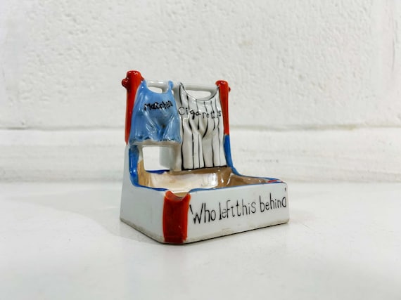 Vintage Cigarette Holder Ashtray Matches Dish Mid-Century Iridescent 1960s 1950s