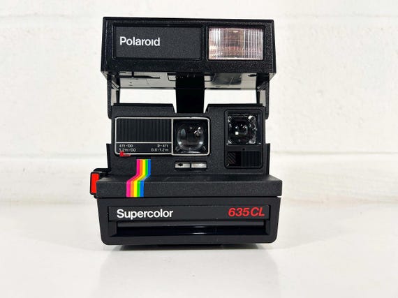 Vintage Polaroid Supercolor Camera 635 CL Flash LMS Instant Film Photography Tested Working Black Gray 1980s