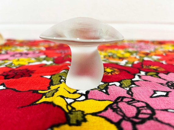 Vintage Glass Mushroom Figurine Viking Satin Frosted Mid-Century 1970s