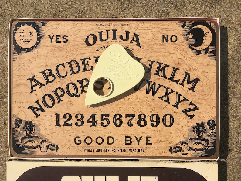Vintage Ouija Board Game Planchette Box Mystifying Oracle William Fuld Parker Brothers Psychic Spirit Talking Collectible Salem MA 1970s