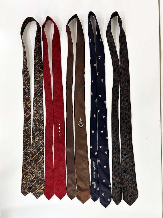Vintage 1950s Skinny Necktie - Choose One - Art Deco 1960s Menswear Tie Suit Father's Day Square Mad Men