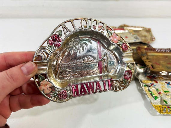 Vintage US State Souvenir Ashtray Dish Made in Japan Mid Century Travel Tchotchke 1970s