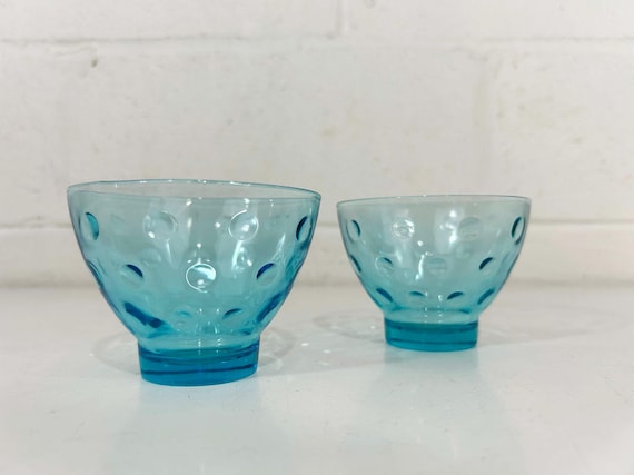 Vintage Hazel Atlas Capri Dot Pair Glasses Set of 2 Old Fashioned  Blue Cocktail Barware 1950s 1960s Turquoise Sherbet Ice Cream