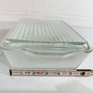 Vintage Pyrex Butterprint Refrigerator Dishes with Lids Amish Print Turquoise Blue Glass Dish Mid-Century 0503 0502 Ovenware Dopamine 1950s image 8