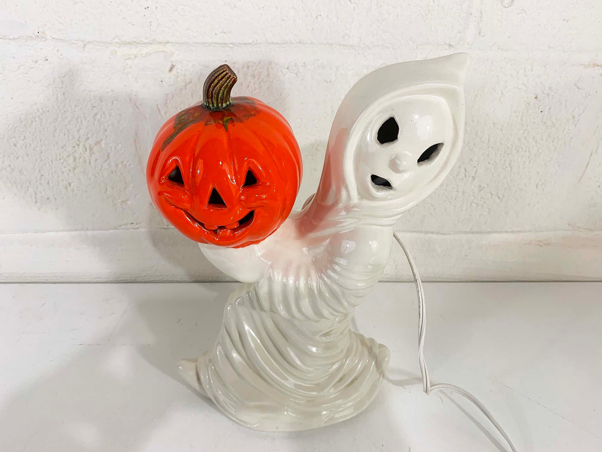 Vintage Ceramic Ghost Light Jack O' Lantern Halloween Party Pumpkin ...