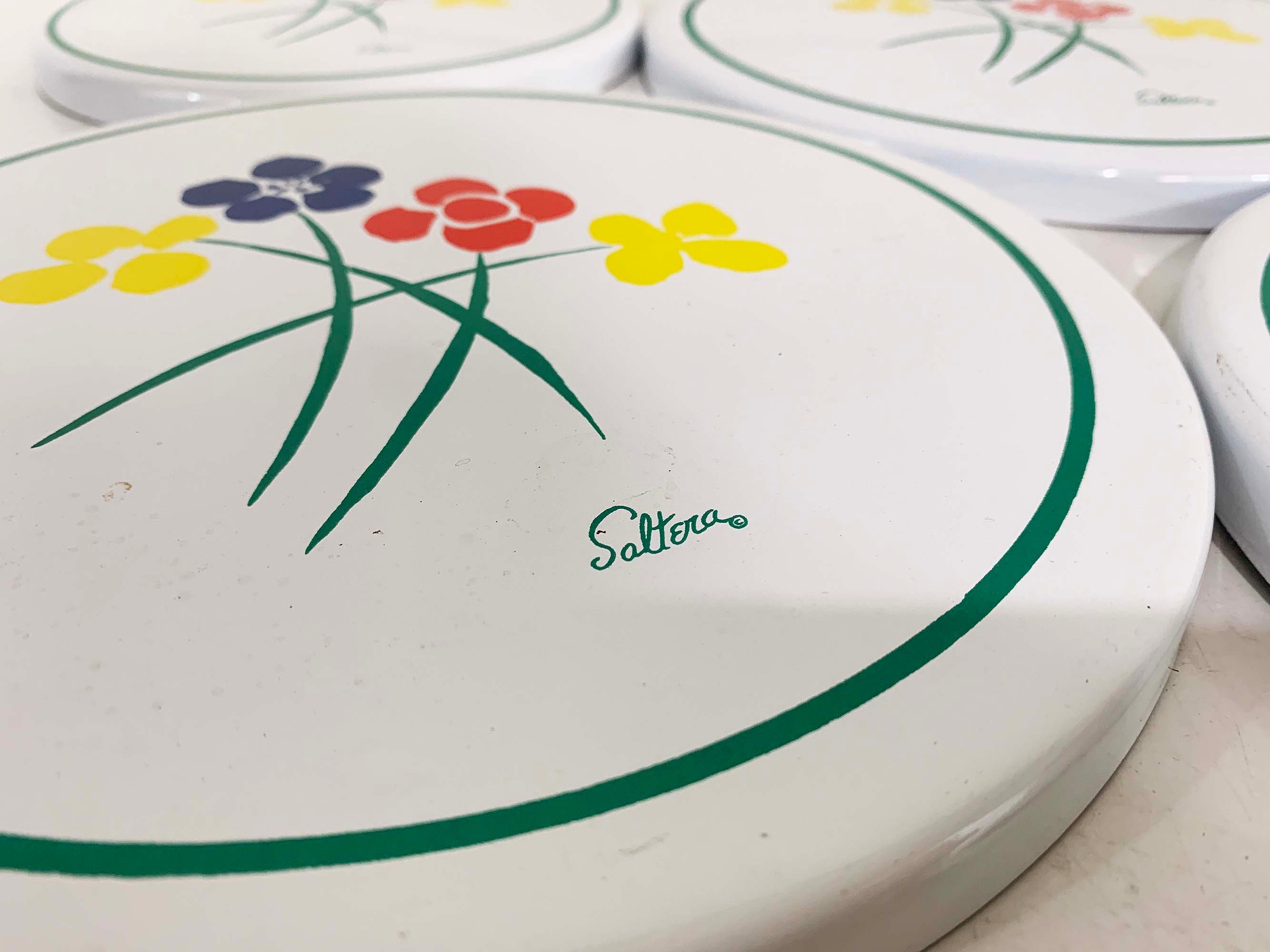 Vintage Red Green Enamel Burner Covers Set of 4 Saltera White Electric