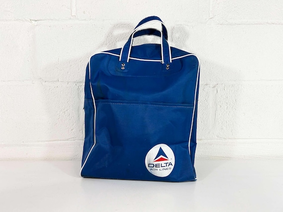Vintage Delta Flight Attendant Travel Bag Overnight Carry On Train Case Records LP Bearse Luggage Travel 1970s 70s Vacation Airline