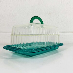 Vintage Butter Dish Plastic Plasmetl Turquoise Aqua Blue Lid Cheese Tray USA 1950s MCM image 4