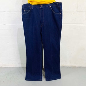 Vintage Levi's 517 Dark Wash Blue Jeans 42 Waist 30 Inseam High Waisted Rise Jean Denim Made in USA 1980s 1970s image 3