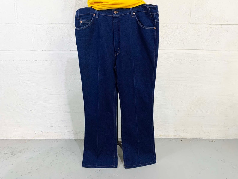 Vintage Levi's 517 Dark Wash Blue Jeans 42 Waist 30 Inseam High Waisted Rise Jean Denim Made in USA 1980s 1970s image 3