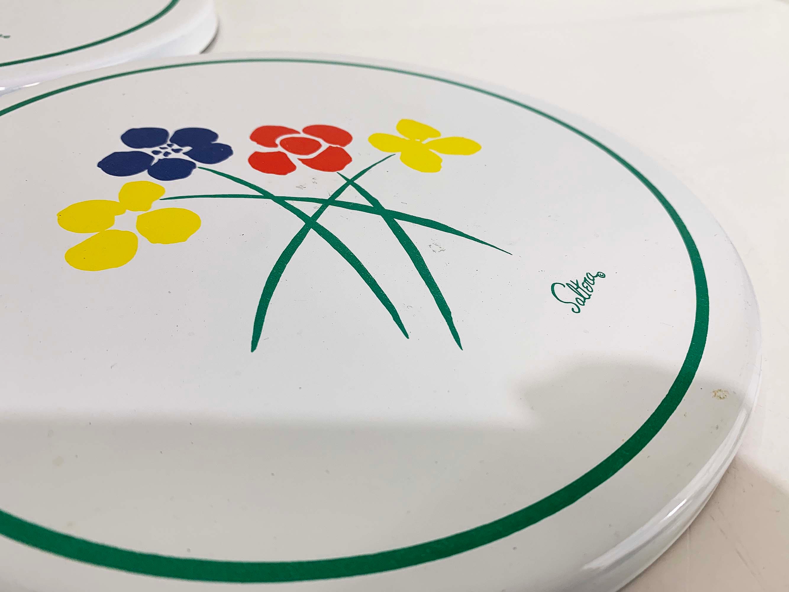 Vintage Red Green Enamel Burner Covers Set of 4 Saltera White Electric