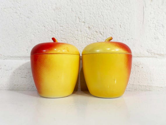 Vintage Hazel Atlas Apple Jam Jar Kitchen Mid Century 1950s Farmhouse Sugar Bowl Kitsch - Sold Individually