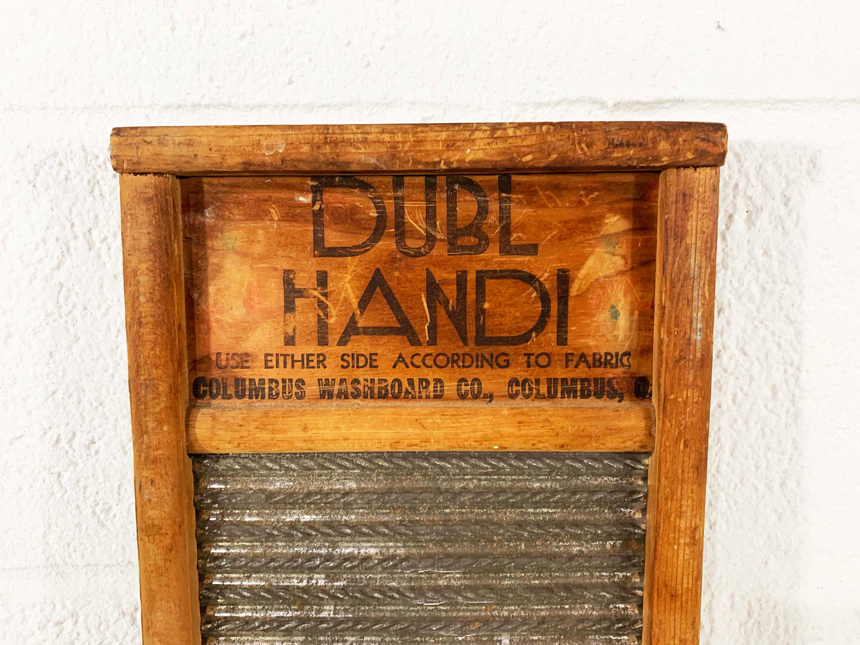 Vintage Dubl Handi Columbus Washboard Company Wash Board Laundry Retro