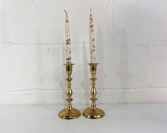 Vintage Brass Set of Two Candle Holders Candlesticks Retro Decor Mid-Century Hollywood Regency Candleholder MCM