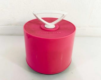 Estuche para discos de vinilo de 45 rpm, estilo Mod vintage, color rosa, de mediados de siglo (años 60 y 70).