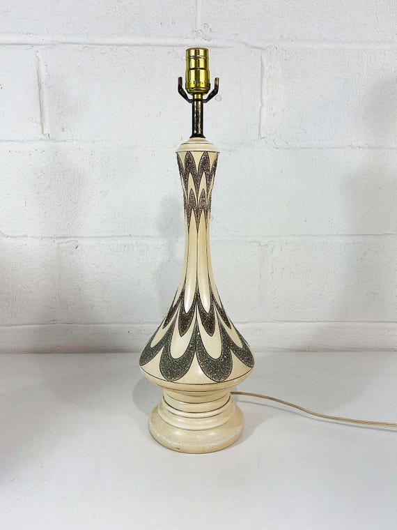 Vintage Tall Table Lamp Quartite Creative Mid Century Mod Light MCM 1960s Atomic Chalkware Ceramic 1961