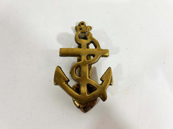 Vintage Brass Anchor Metal Door Knocker  Front Door Nautical Home Decor 1970s