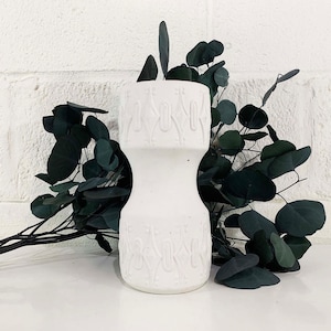 Vintage White Porcelain Vase Mid-Century Retro Pottery 1970s Matte Home Decor image 5