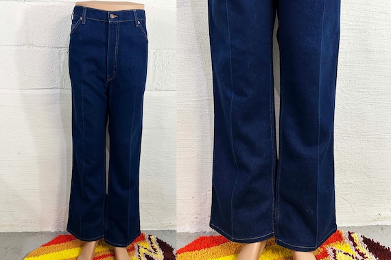Vintage Levi's 517 Dark Wash Blue Jeans 42” Waist 30" Inseam High Waisted Rise Jean Denim Made in USA 1980s 1970s