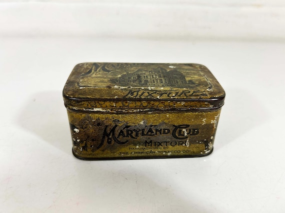 Antique Maryland Club Tobacco Tin: Rustic Americana Metal Box