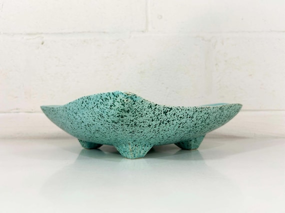 Vintage Stanford Sebring Atomic Turquoise Dish Bowl Mad Men Ashtray Jewelry Trinket MCM Mid-Century Modern Teal Blue 1960s 60s