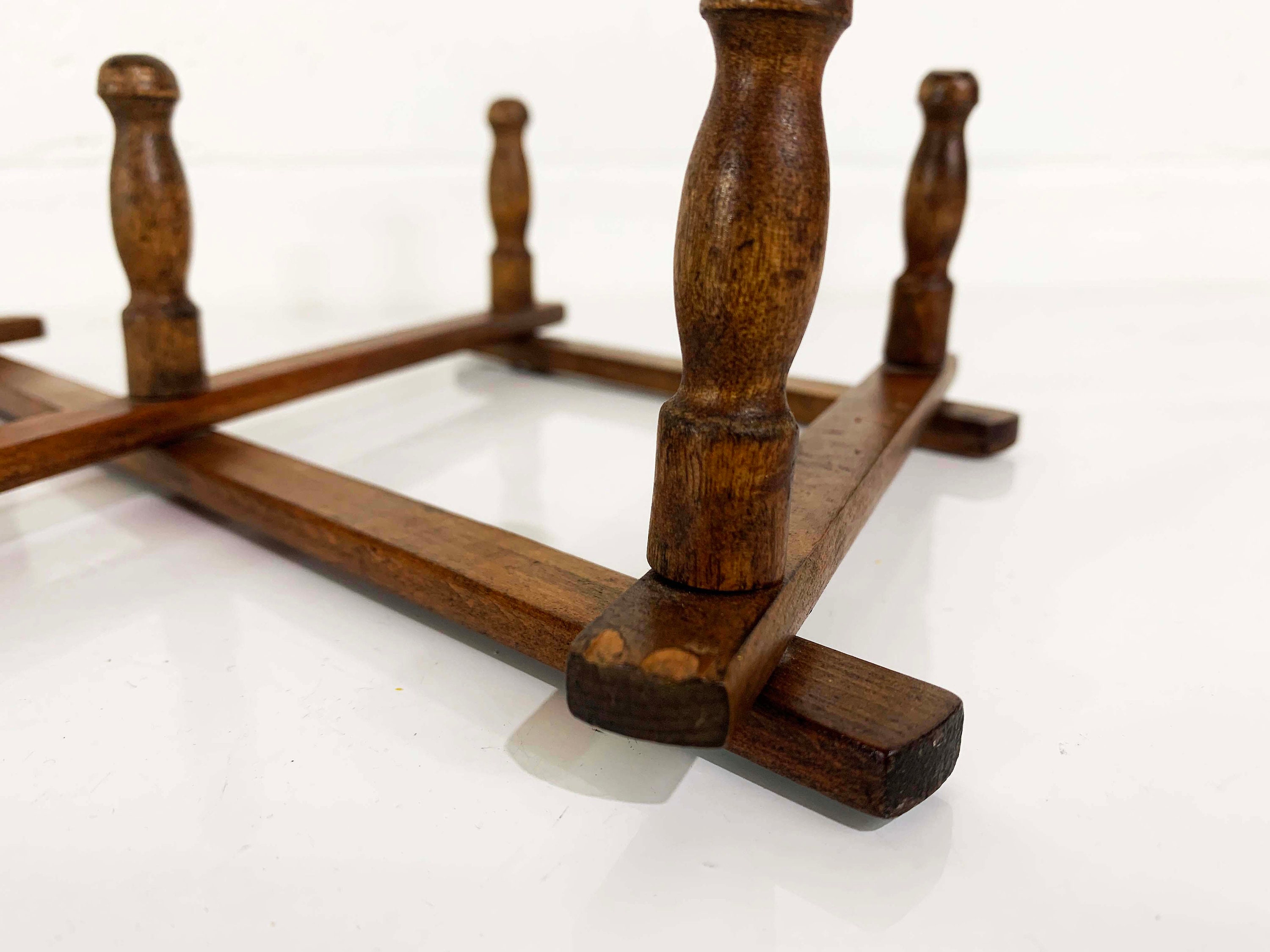 Vintage Wooden Accordion Peg Rack Expandable Accordion Brown Wall Coat